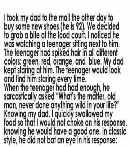 92-Yr-Old’s Epic Response To A Teenager’s Wild Hair Will Leave You In Stitches