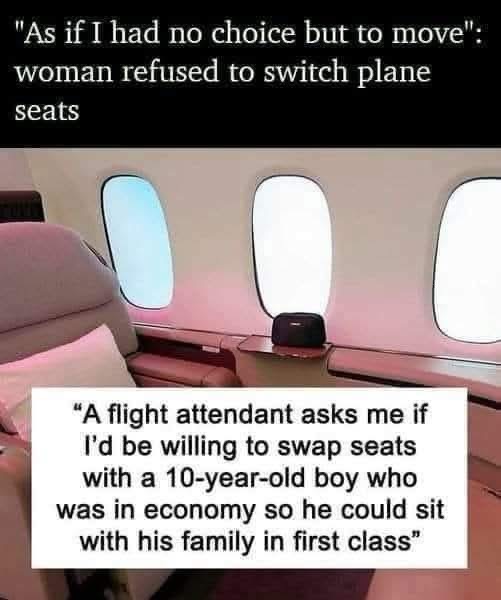 A Woman’s Dilemma: To Give Up Her First-Class Seat or Not?