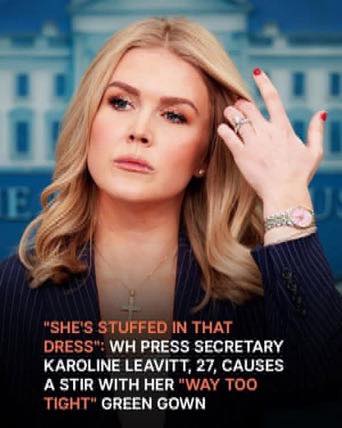 White House Press Secretary Karoline Leavitt’s Form-Fitting Dress at Press Gaggle Sparks Controversy