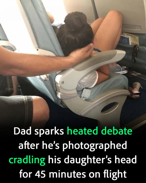 Dad sparks debate holding daughter’s head 45 mins while she slept on flight