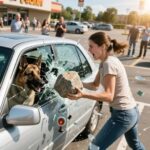 Miraculous Rescue: Woman Smashes Car Window to Save Dog from Overheated Car