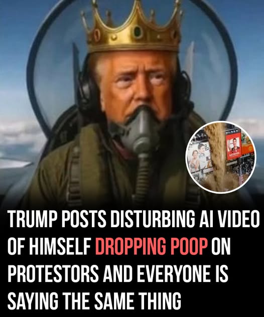 Trump posts disturbing AI video of himself dropping poop on No King protestors