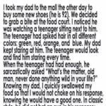 A Colorful Encounter: A Grandfather’s Wisdom in a Food Court